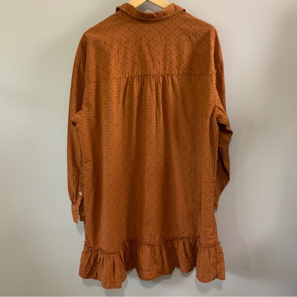 Wonderfly Rust Button Front Ruffle Hem Dress Plus Size - Picture 6 of 7